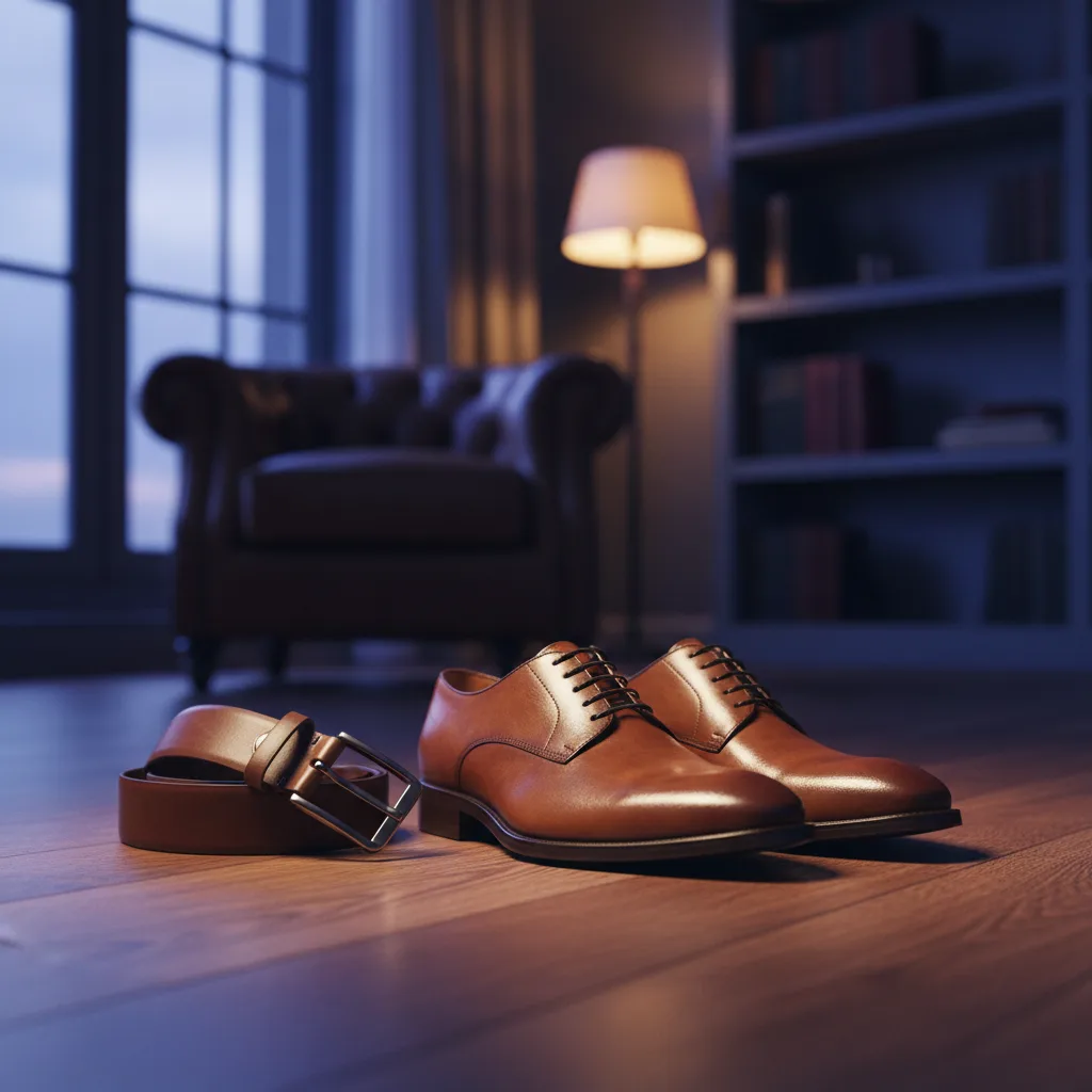Ceinture en cuir assortie à une chaussure
