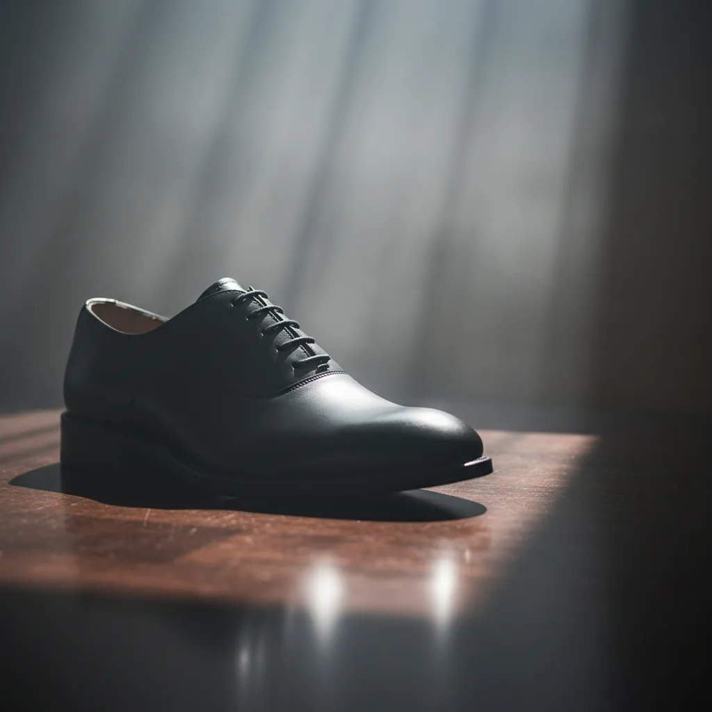 Richelieu en cuir noir laçage fermé
